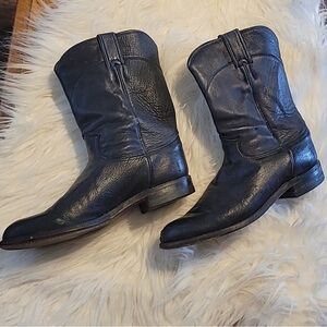 Justin Boots Men's size 9D Black soft leather Cowboy work boots